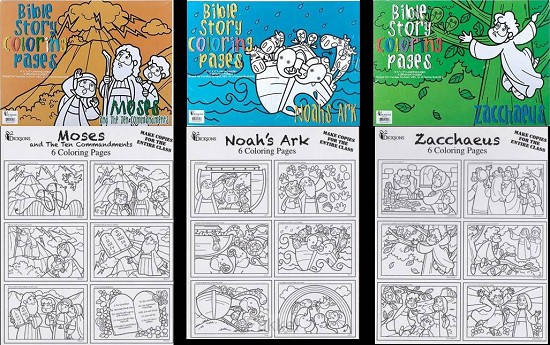 3pc - coloring pages (6) Moses Noah Zacc