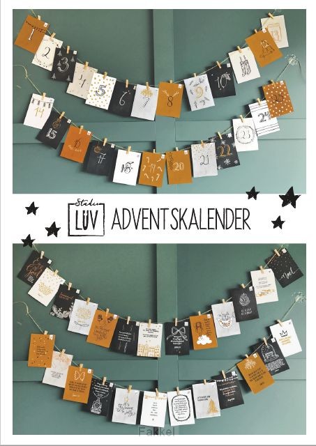 Adventskalender goud/zwart-wit