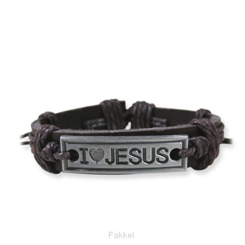 Leather bracelet I (heart) Jesus