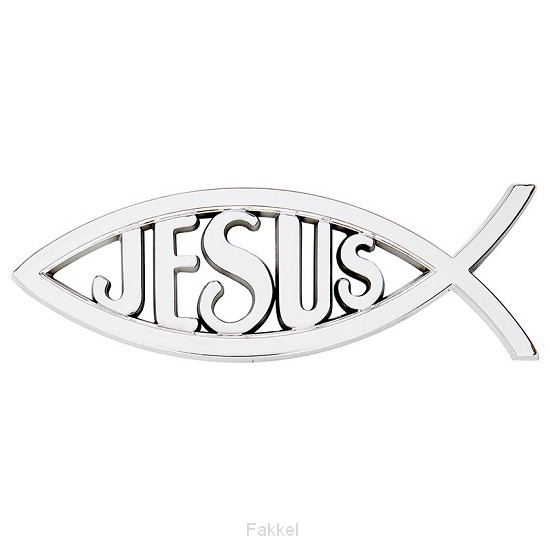 Auto emblem Ichtus Jesus Silver