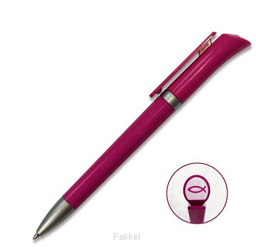 Pen met ichtus logo roze