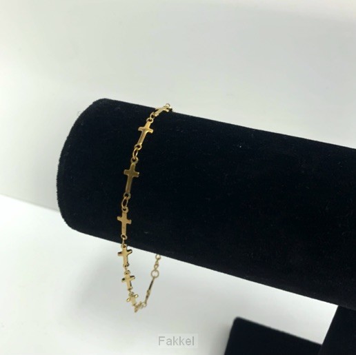 Armband geschakelde kruisjes goud