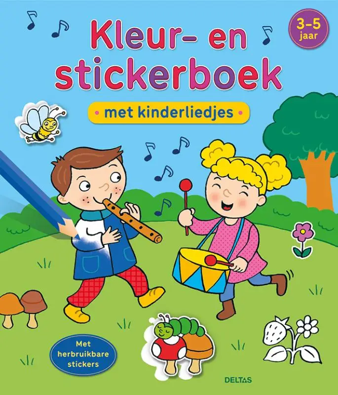 Kleur- en stickerboek met kinderliedjes