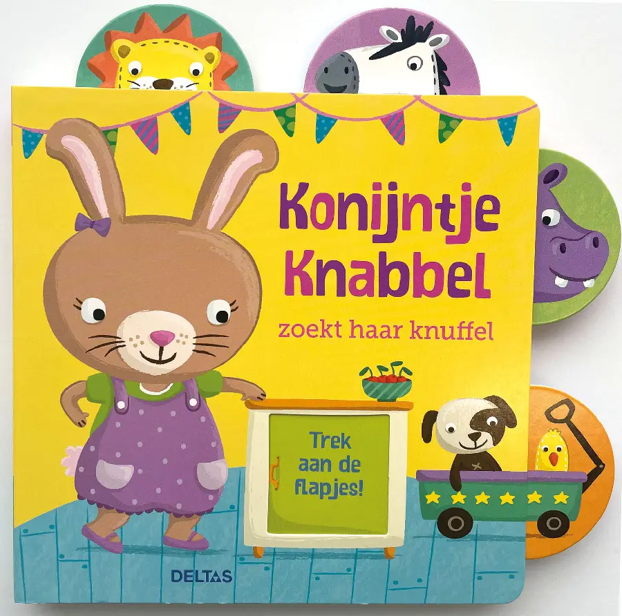 Konijntje knabbel zoekt haar knuffel