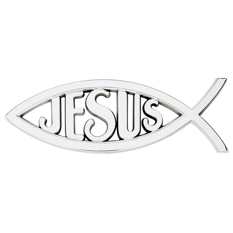 Auto emblem Ichtus Jesus Silver