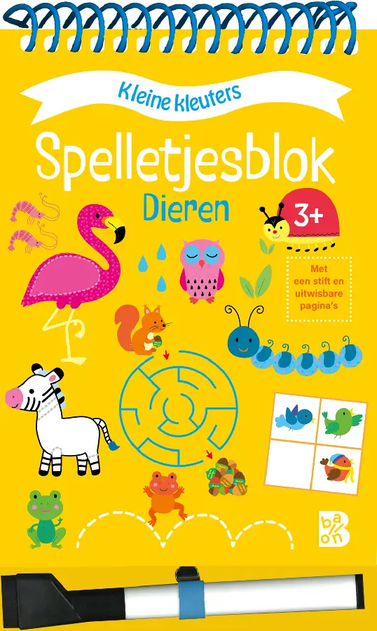 Spelletjesblok met viltstift 3+ Dieren