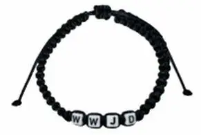 Armband blokjes WWJD zwart