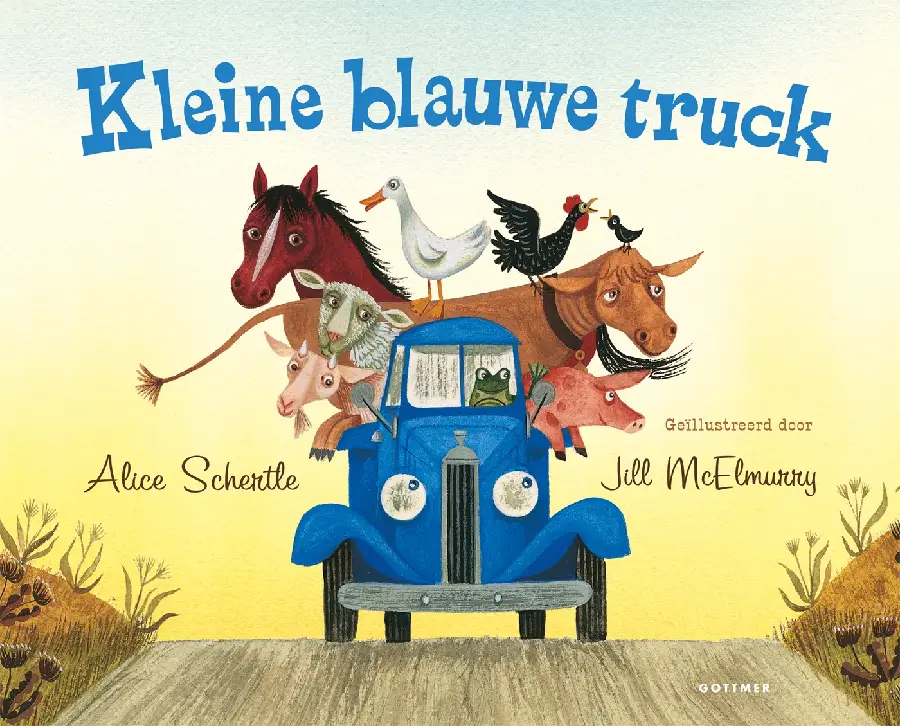 Kleine blauwe truck kartonboek
